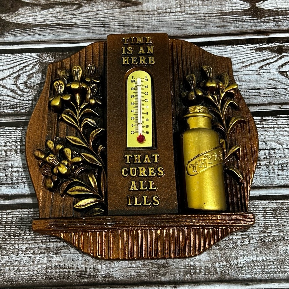 🟢 3/$25 🟢Vintage Chalkware Thermometer 1981 Miller Studio - Thyme - Wall Decor